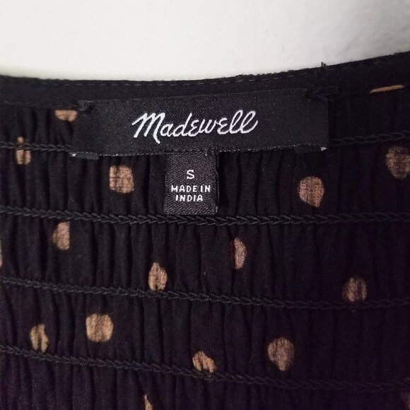 Madewell Lucie V-Neck Smocked Mini Dress in Oval Dot True Black Smocked S $119 - Picture 9 of 16